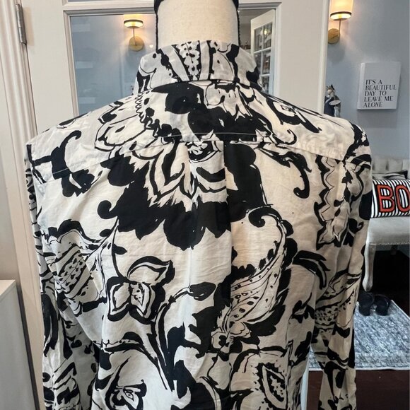 Lauren Ralph Lauren Floral Paisley Button Down Shirt Silk Blend Semi Sheer S - Picture 9 of 10